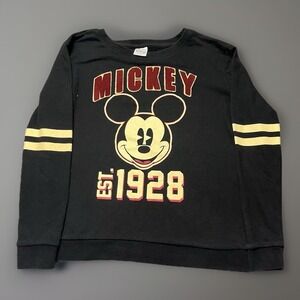 Disney Mickey Mouse 1928 Sweatshirt Womens L Black Crewneck Pullover Vintage